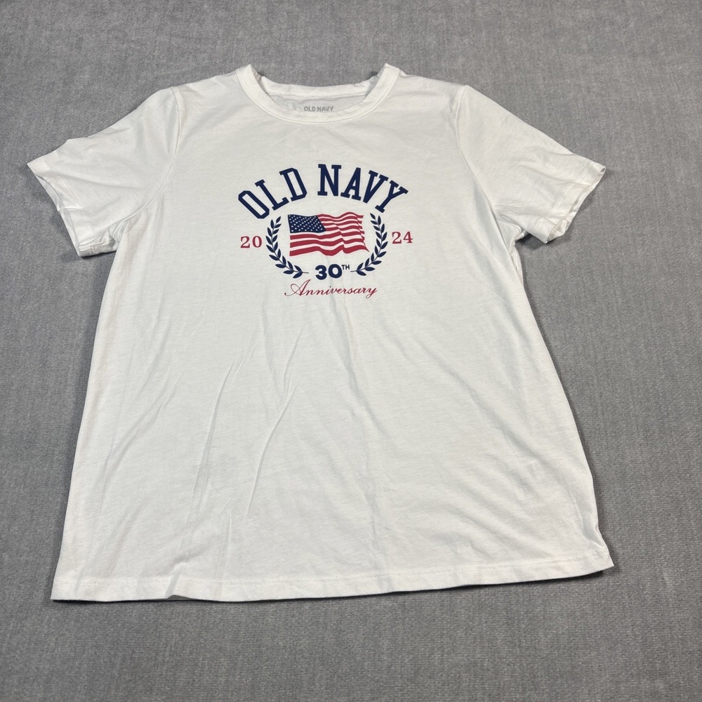 Old Navy 30th Anniversary Patriotic T Shirt Mens Small White American Flag Tee